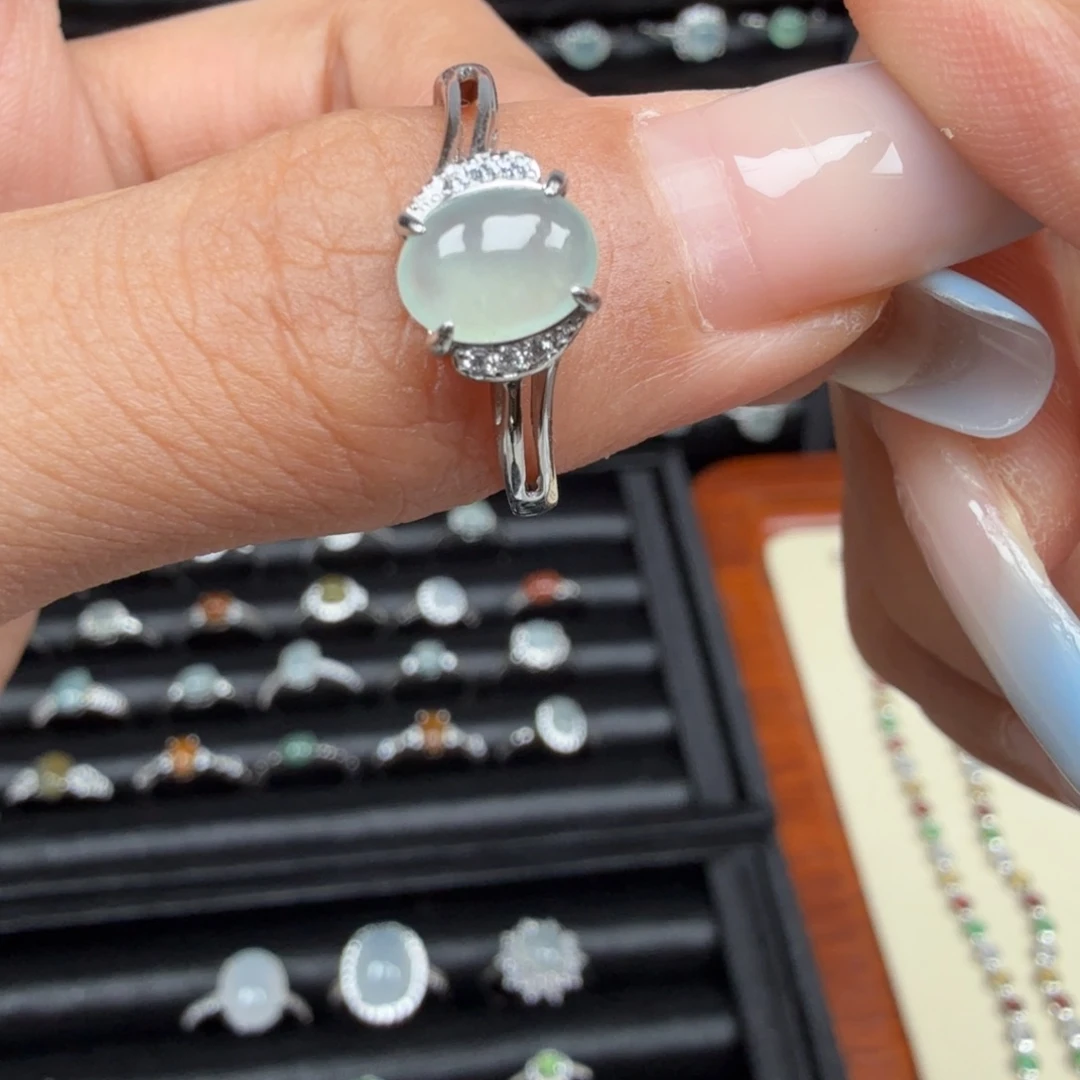 翡翠戒指银S925镶嵌