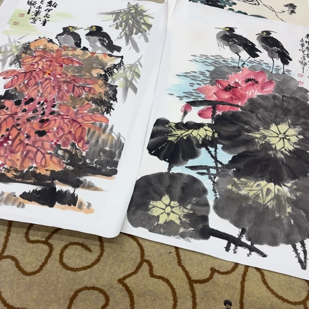 ****³国画杨永军两张作品童