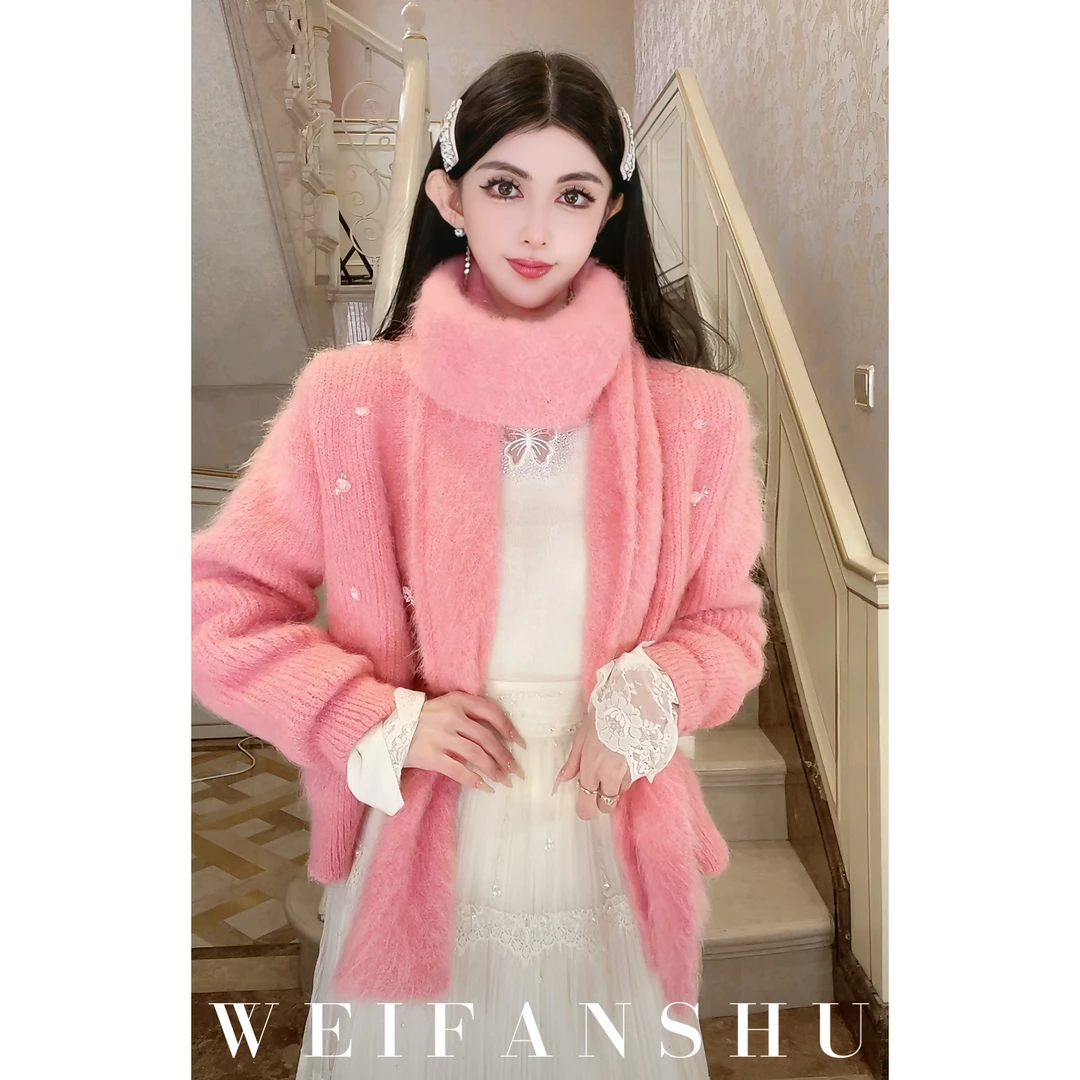 WEIFANSHU/魏凡舒【冬日特刊】秋冬新款甜美减龄毛绒软糯羊驼上衣