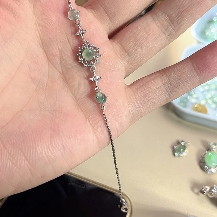 翡翠银S925镶嵌手链