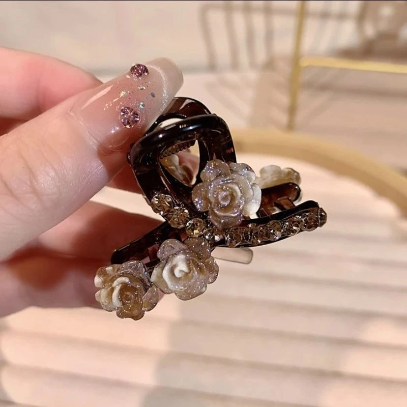 百搭轻奢花朵小抓夹气质优雅小香风发夹头饰时尚发卡夹子法式发饰