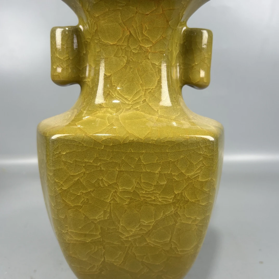 手工制作陶瓷摆件全手工黄釉纯手工工艺品