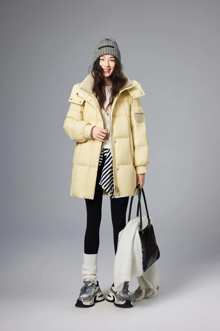 2025新款90绒秋冬轻奢女士中长时尚休闲羽绒服冬季中长款女款