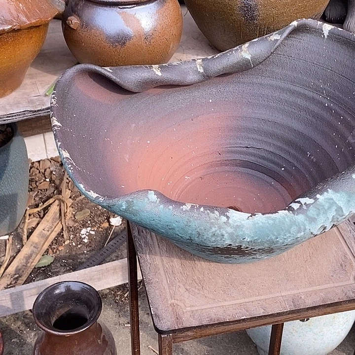 紫砂花盆长44宽31高度19手工