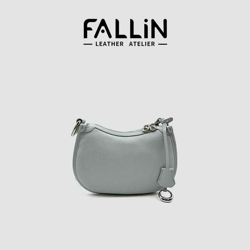FALLIN法林 新款女欧美设计感小众真皮半月腋下斜挎马鞍包FL1012