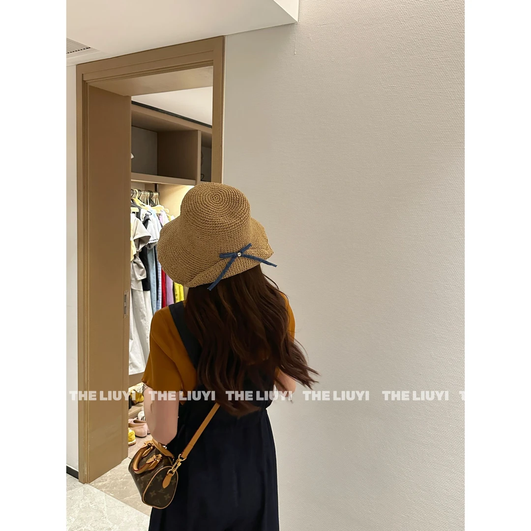 【LIUYI】夏季手工编织蝴蝶结草帽2627