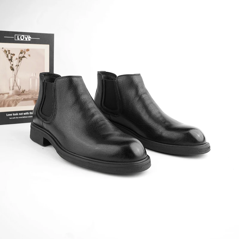 秋冬新款时尚真皮男士切尔西靴舒适百搭不过时潮流英伦风低帮