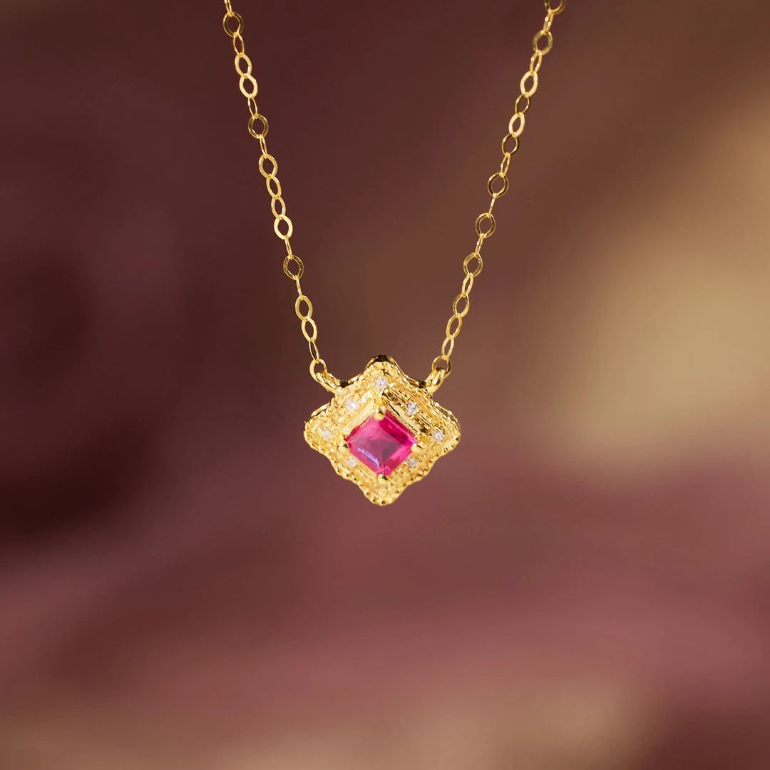 玉峰珠宝【安娜】红宝石项链18K金【U8643】多样性发一