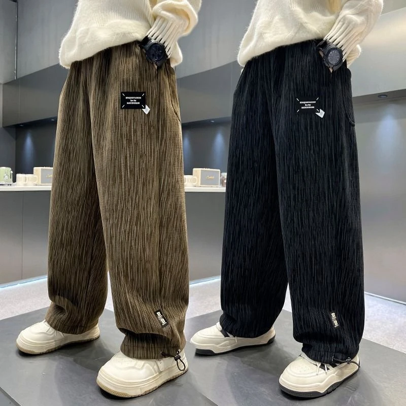 世希男童裤子春秋儿童直筒运动裤2025春季新款中大童卫裤男孩长裤