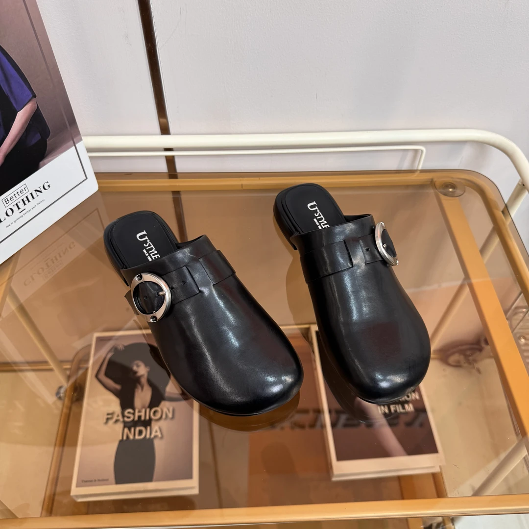 D25721 新款方圆头低跟半托