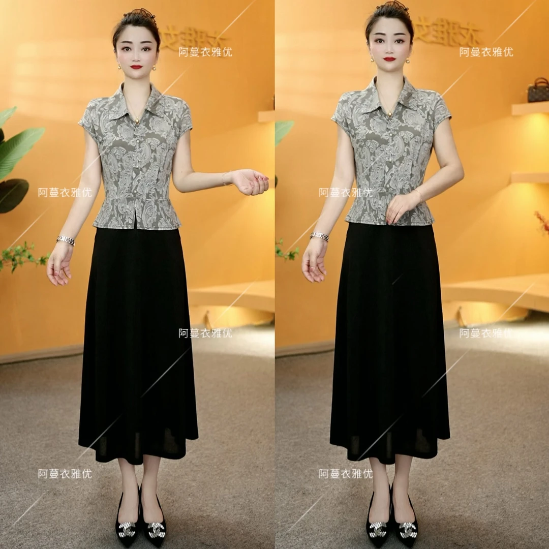 【衣雅严选】8083-2012#新款气质灰百搭翻领气质假两件连衣裙