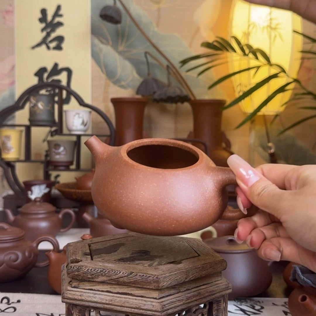 茶壶紫砂原矿粗砂红降坡景舟石瓢