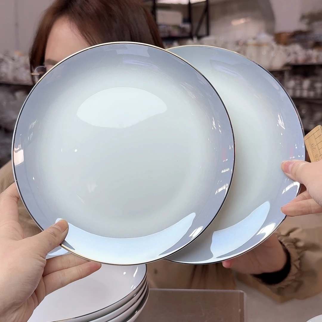 瓷高骨瓷8英寸月光盘20cm2个外贸骨瓷