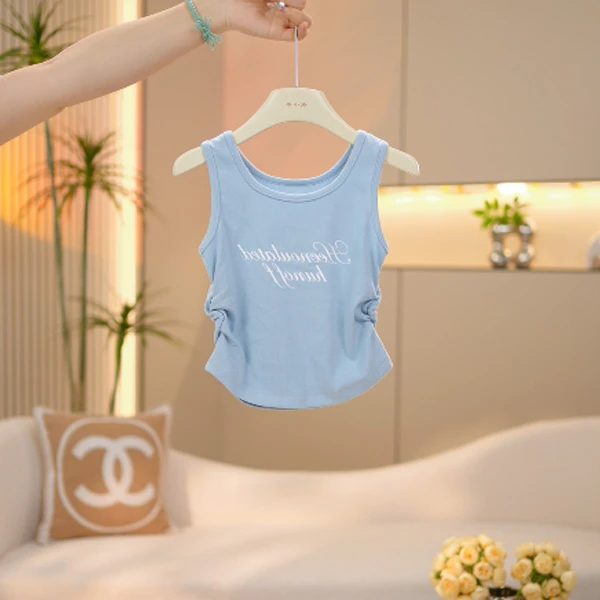 【一甜】女童蓝色背心春夏季中大童新款