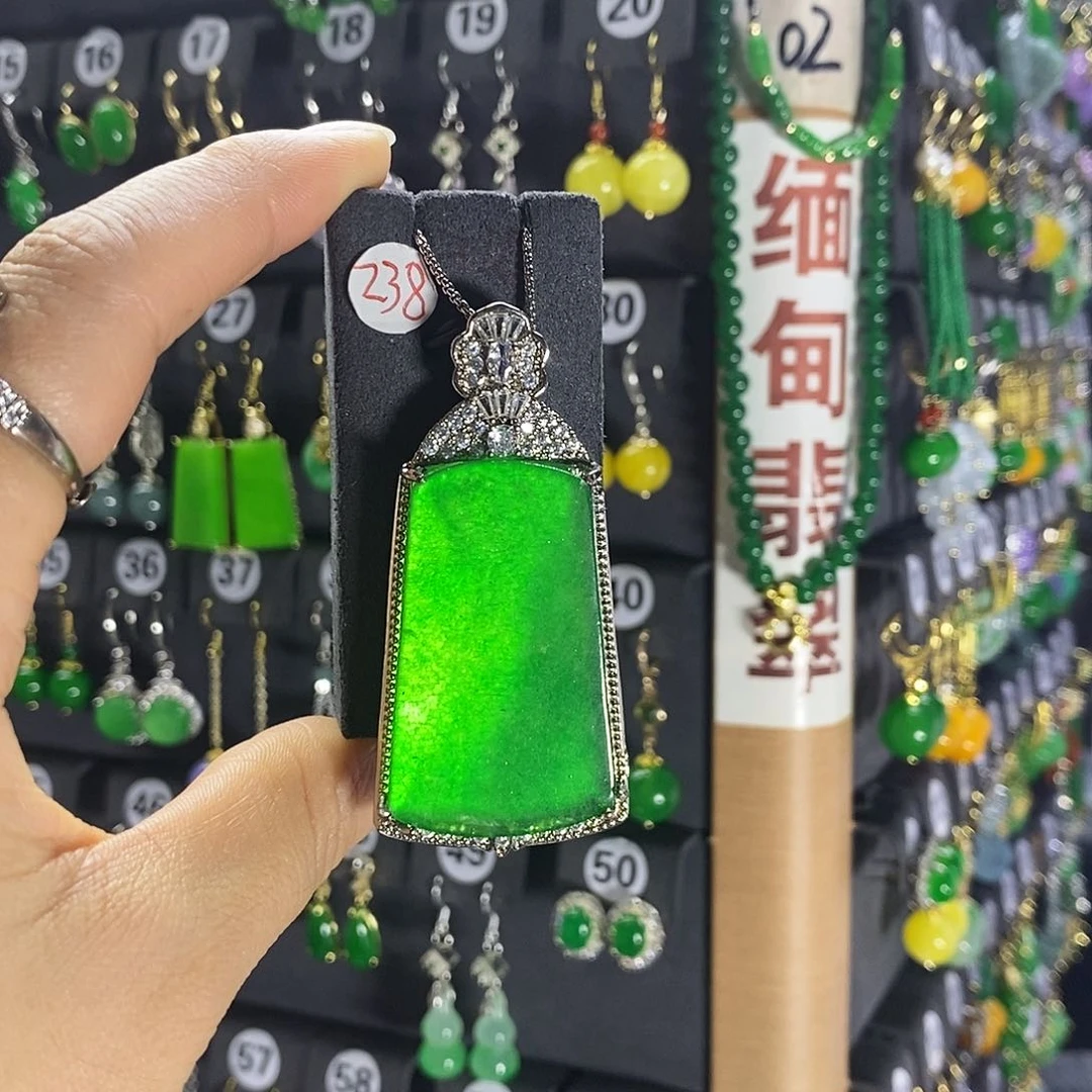 银S925镶嵌翡翠耳饰238
