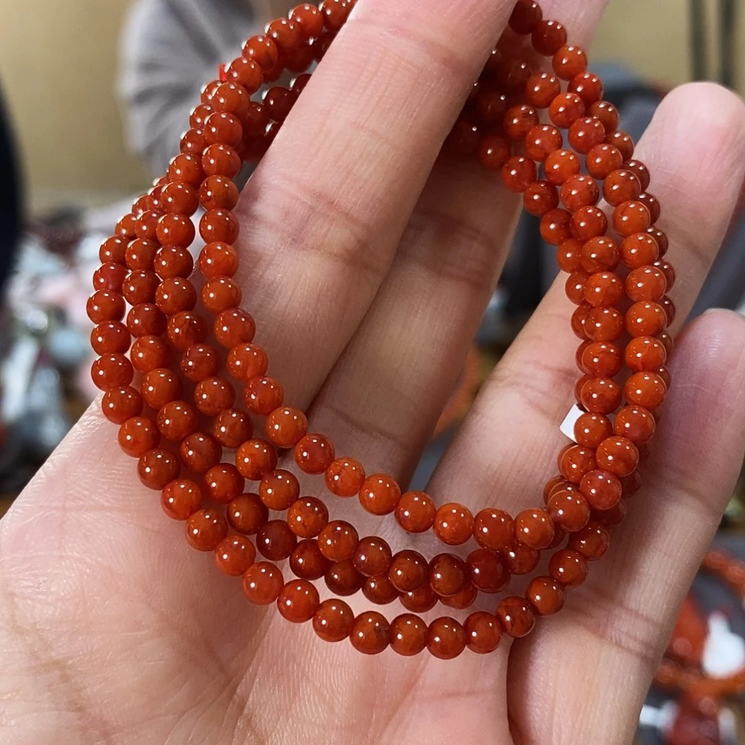 未镶嵌多圈4mm原矿南红玛瑙