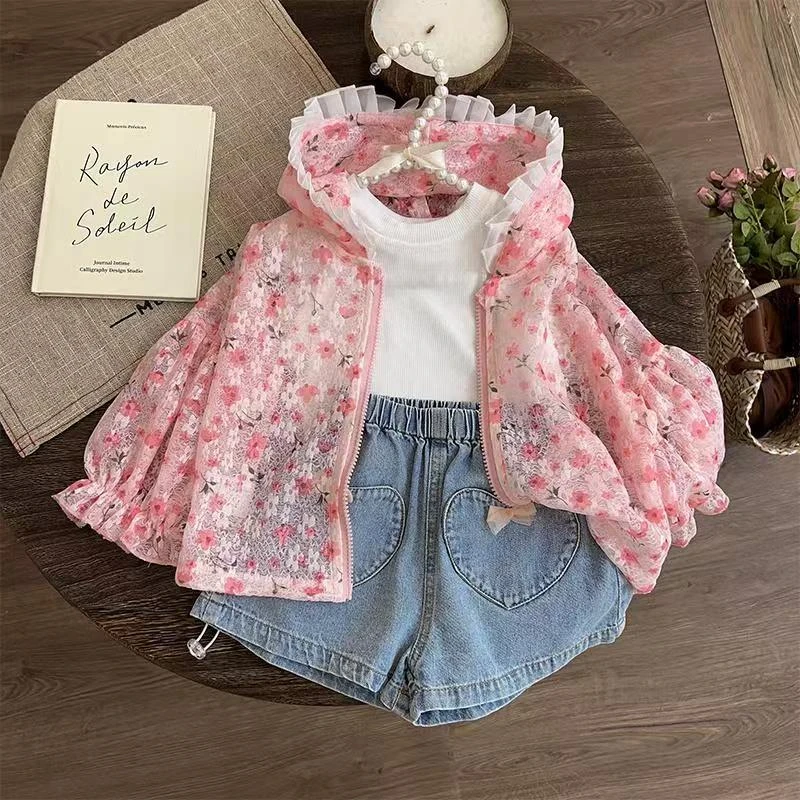 女童防晒衣2025夏季新款儿童轻薄连帽遮阳外套女宝宝洋气宽松上衣