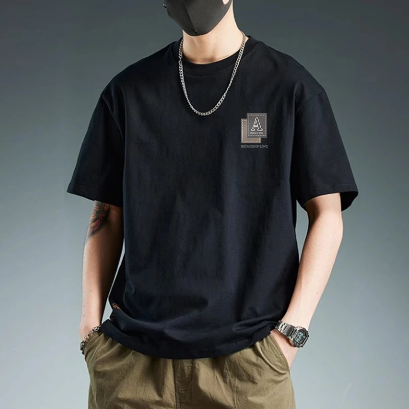 港风美式高街重磅纯棉短袖T恤男夏季日系透气流帅气宽松潮牌半袖