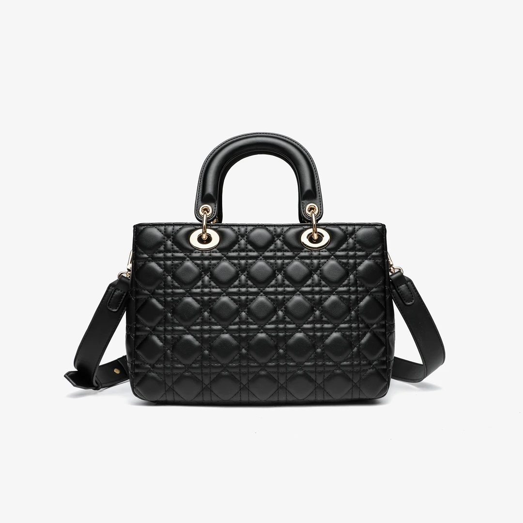 卡尔 蔻斯小香风菱格戴妃包大号CK251011A黑色