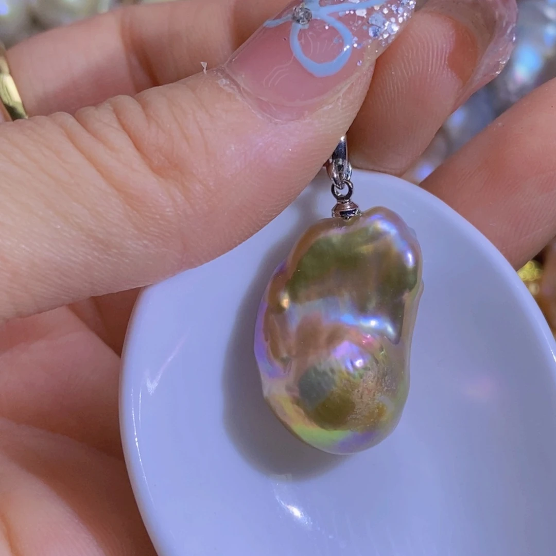 银S925镶嵌淡水珍珠微瑕