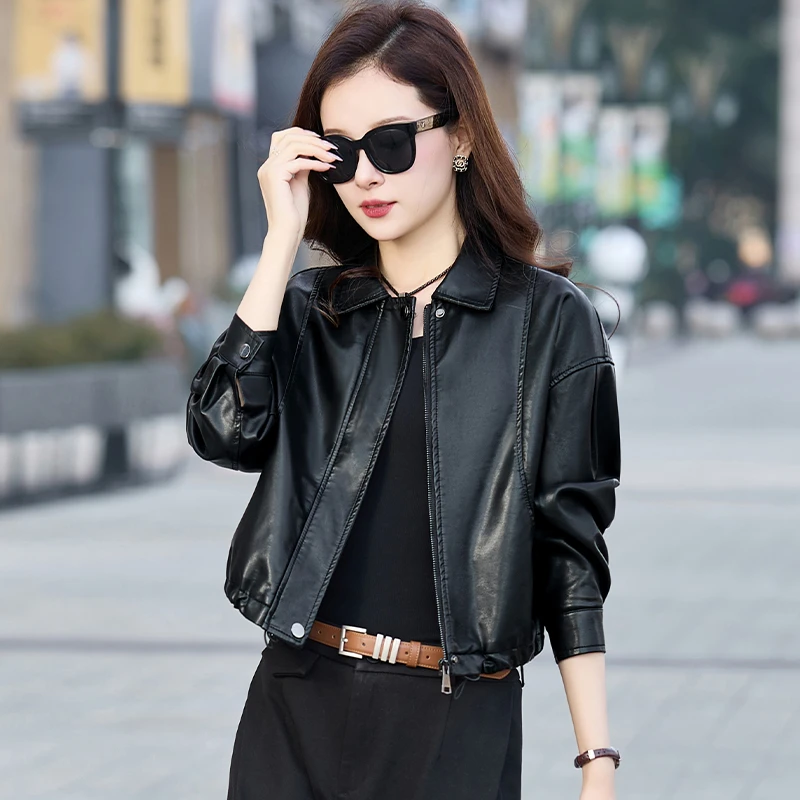 【可蓓儿】海宁皮衣外套女2025新款爆款春秋欧货高端小个PU皮妈妈装