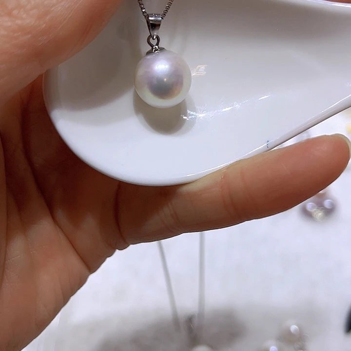 淡水珍珠白珠银色瓜子扣银S925镶嵌
