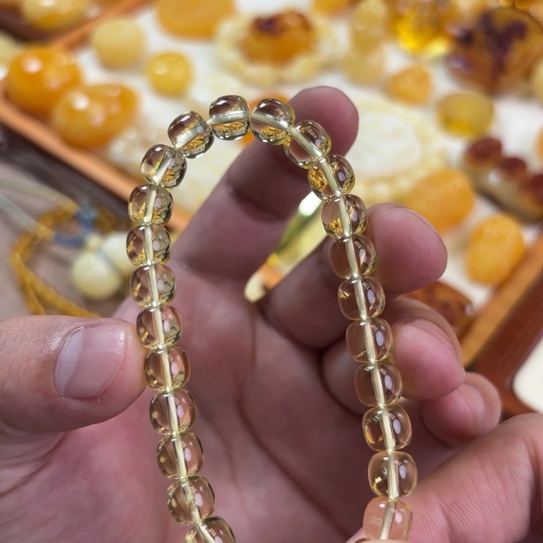 蜜蜡未镶嵌裸石手串