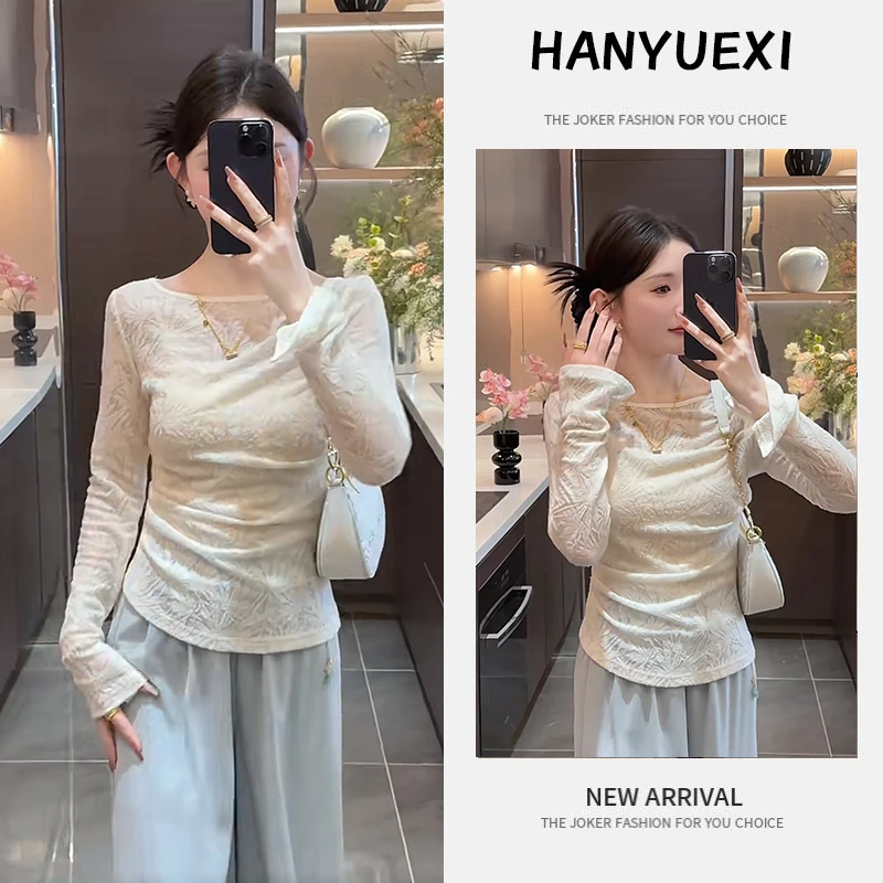 早春时尚一整套女装2025新款白色韩系上衣+宽松阔腿卫裤两件套装