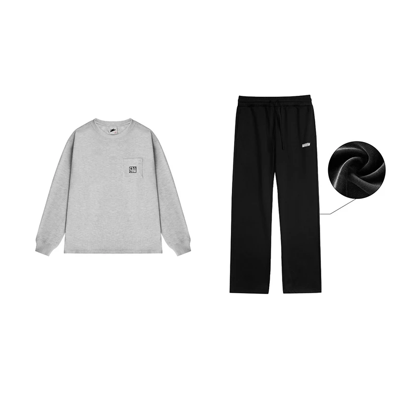 【格调+基因】有志者UZIS休闲宽松运动男长袖直筒复古大码秋冬套