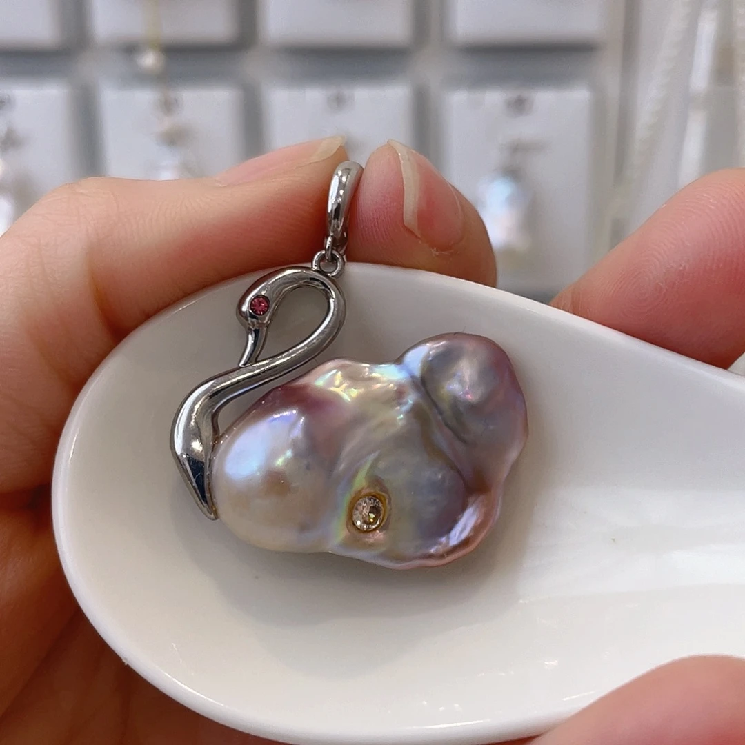 淡水珍珠颈饰银S925镀金镶嵌