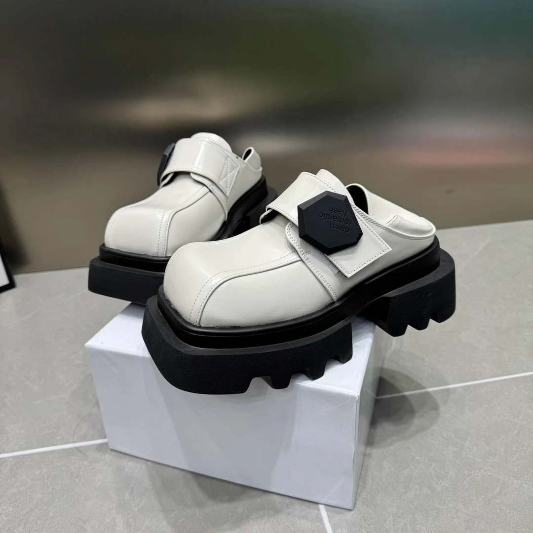 低帮鞋女鞋2025早夏新款品质粗跟方头厚底乐福鞋增高小皮鞋单鞋女