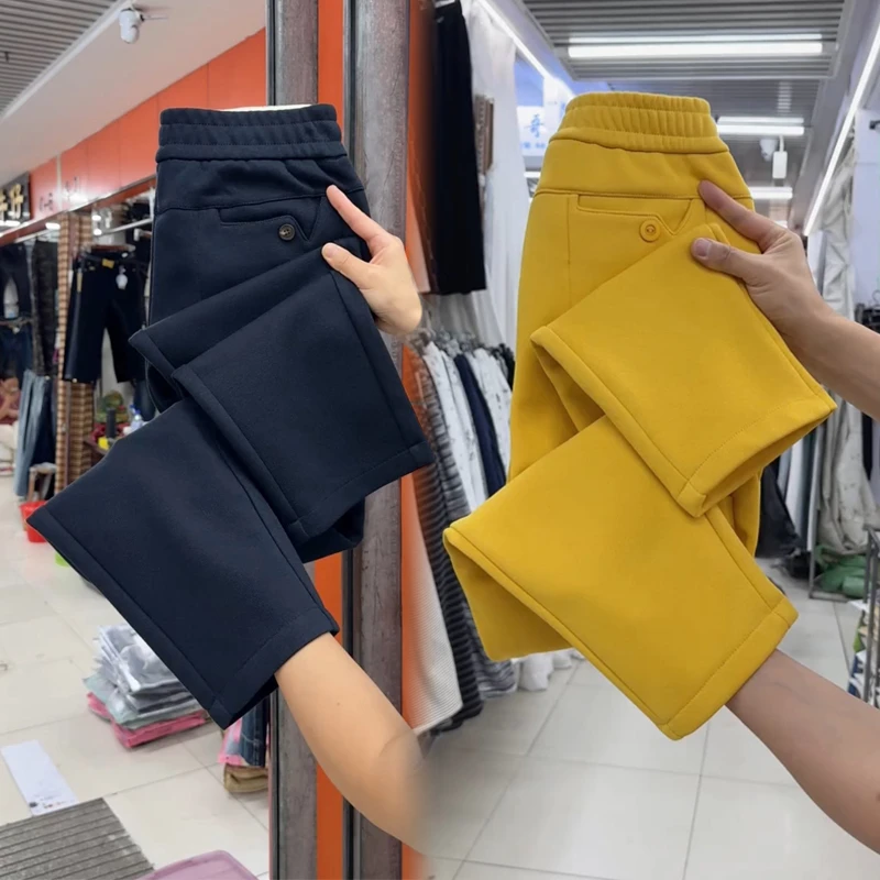 2025冬季韩版加绒加厚小脚哈伦裤女松紧腰弹力休闲裤百搭运动裤潮