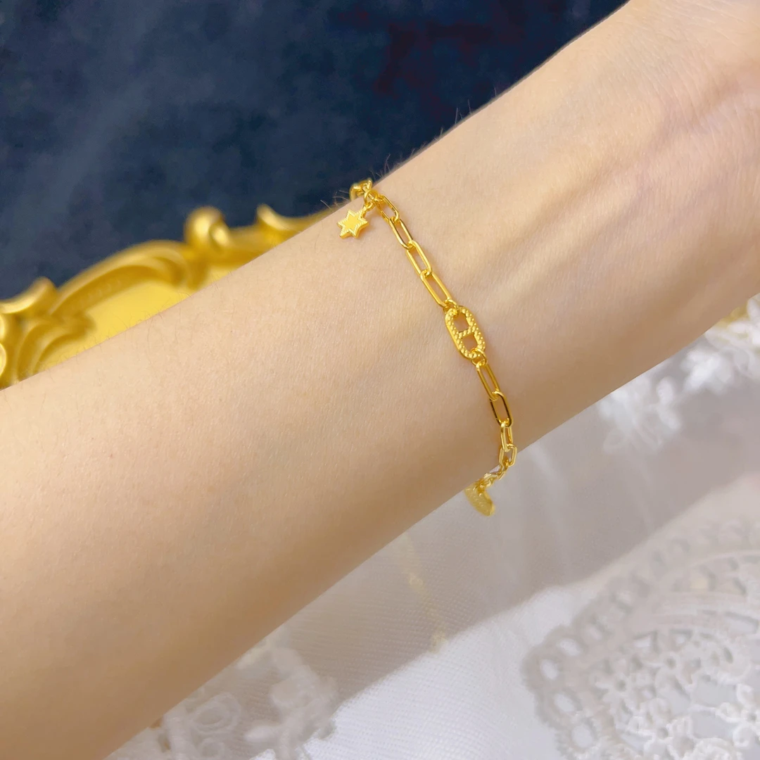 猪鼻AB链足金999金手链百搭精致气质轻奢时尚女士时尚精美简约