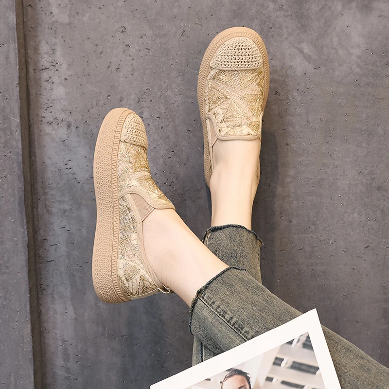 一脚蹬渔夫鞋女2025夏季新款平底小香风网面透气大码4142网面女鞋