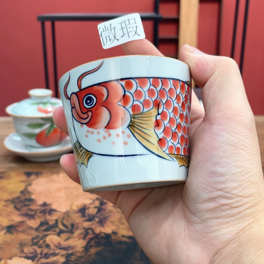 釉下手绘茶具微瑕直播间样品