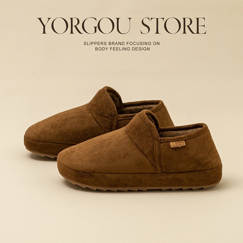 远港麂皮防滑毛绒可外穿情侣软底仿棉花绒棉拖鞋男女加绒耐脏保暖