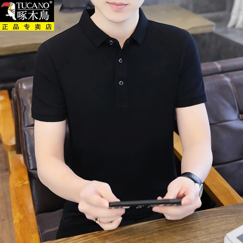 啄木鳥专柜轻奢男士短袖T恤夏季潮流修身青年上衣帅气半袖Polo衫