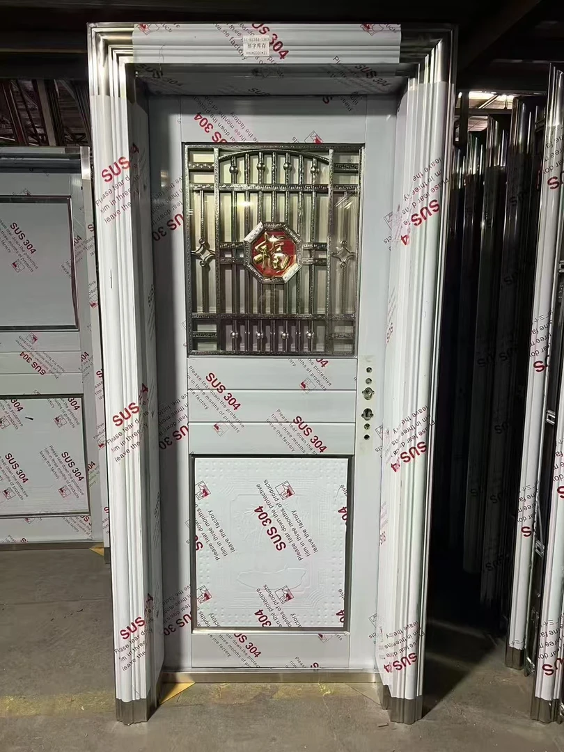 304全包27墙体防盗门单门大门不锈钢门福字款式入户门玻璃