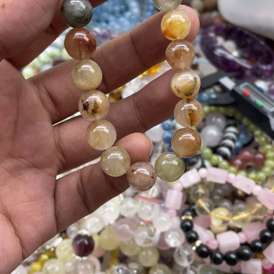 银S925镶嵌手链烟晶