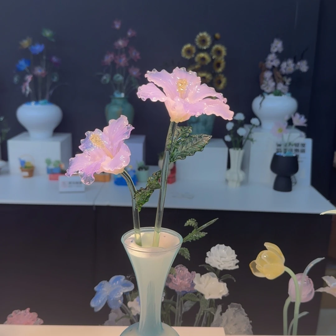 手工艺品琉璃木棉花20