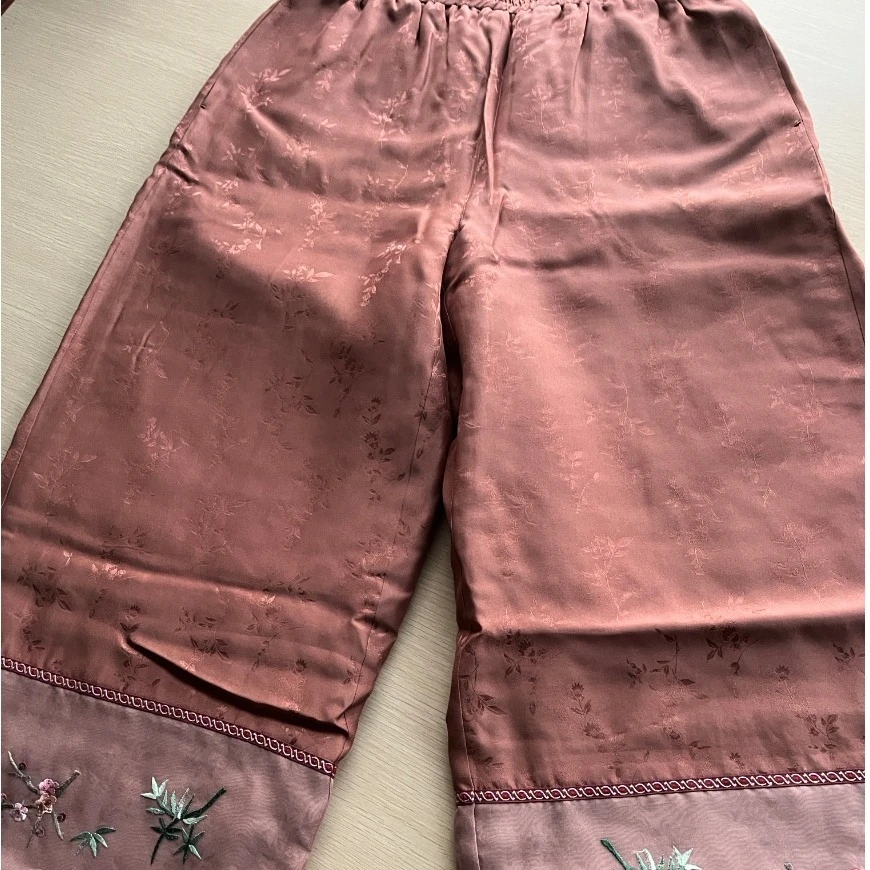 特惠归藏雅集中式手工刺绣香云纱提花棉裤