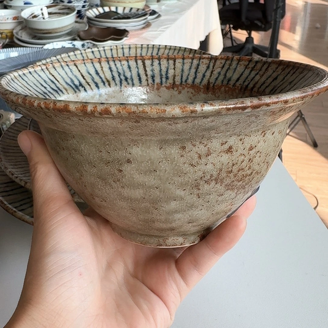 瓷片松叶纹16.4厘米面碗