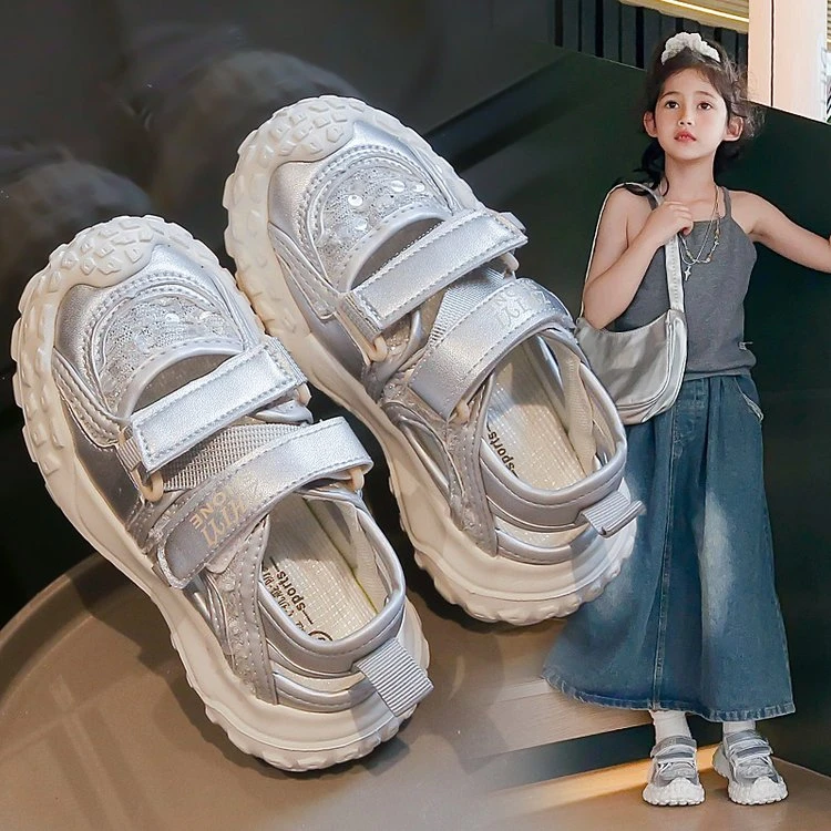 儿童运动凉鞋2025夏新款女童透气网面沙滩鞋中大童镂空轻便跑步鞋