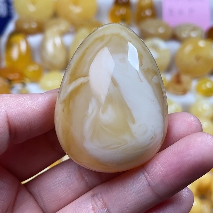 蜜蜡裸石未镶嵌白花水滴挂坠