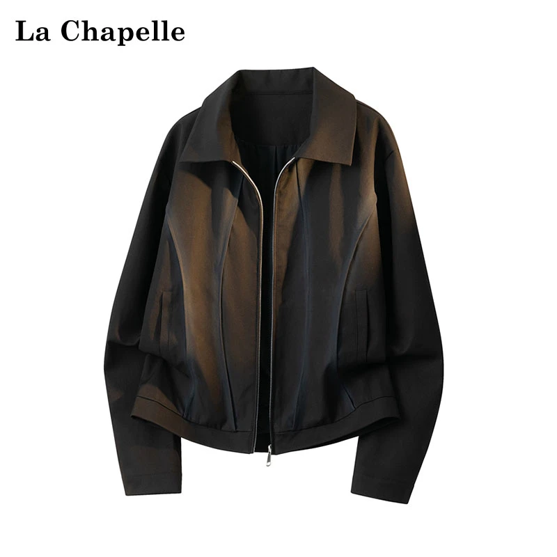 La Chapelle/拉夏贝尔秋季纯色百搭夹克男女解构设计休闲上衣外套