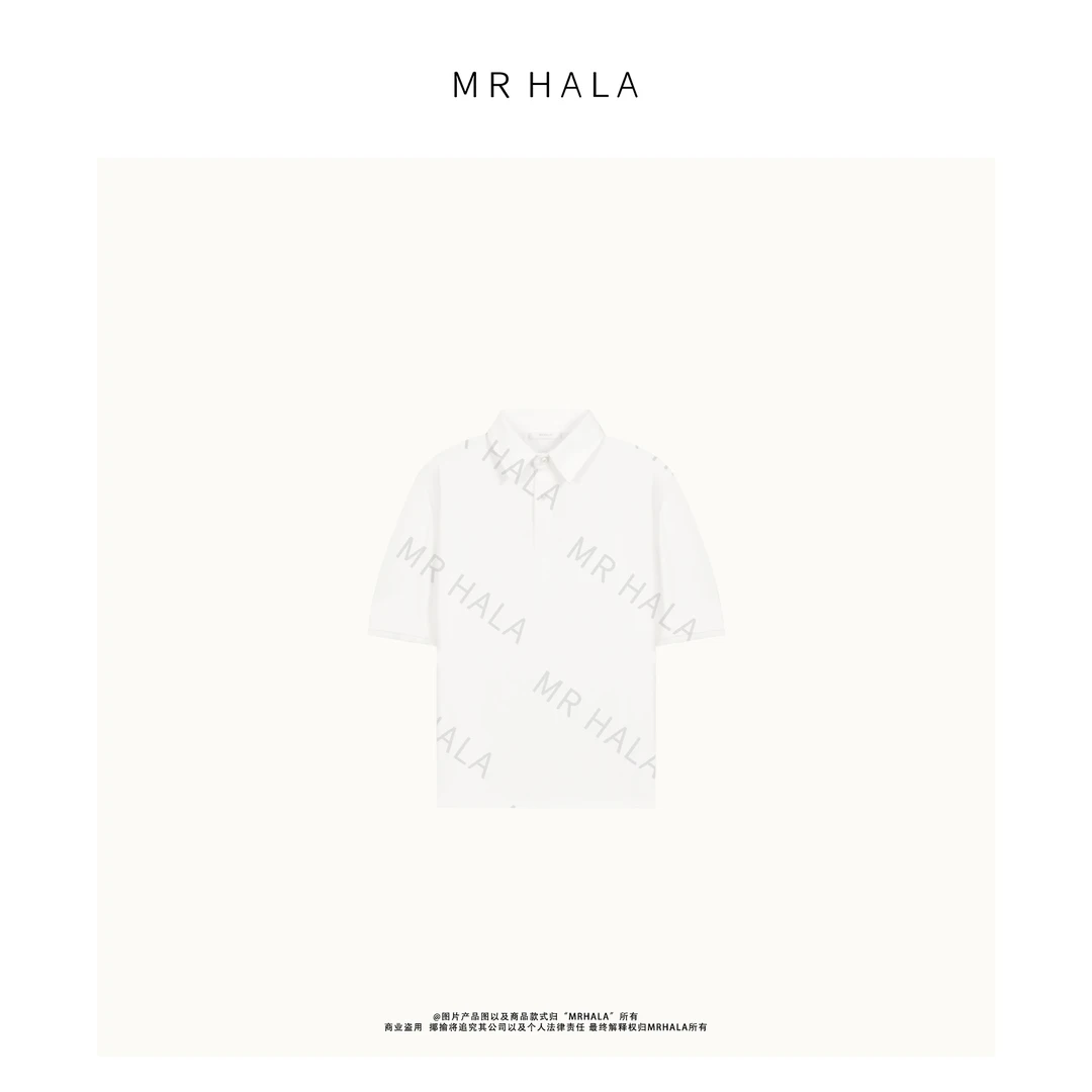 MRHALA 爱维丝感棉纱珠扣翻领上衣女 LT40933