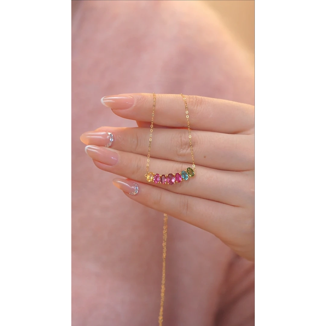 碧玺项链18K金镶嵌多样性发 @@U9234