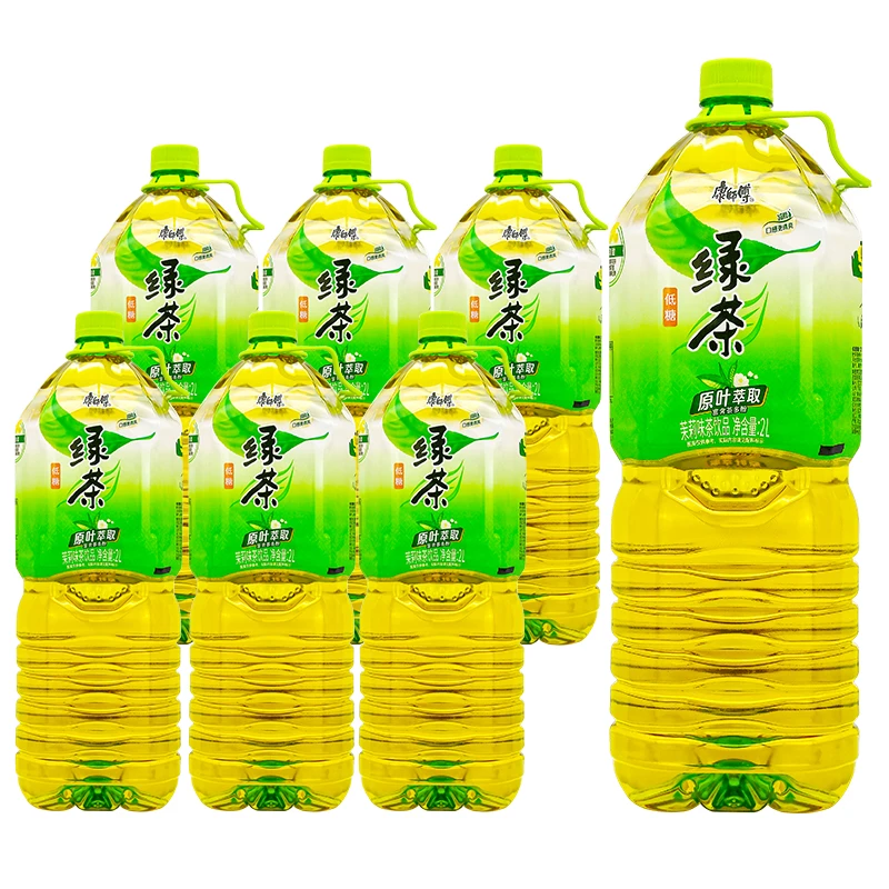 康师傅绿茶大瓶畅饮装调味茶饮料2L*6瓶整箱茶香清甜家庭装饮品