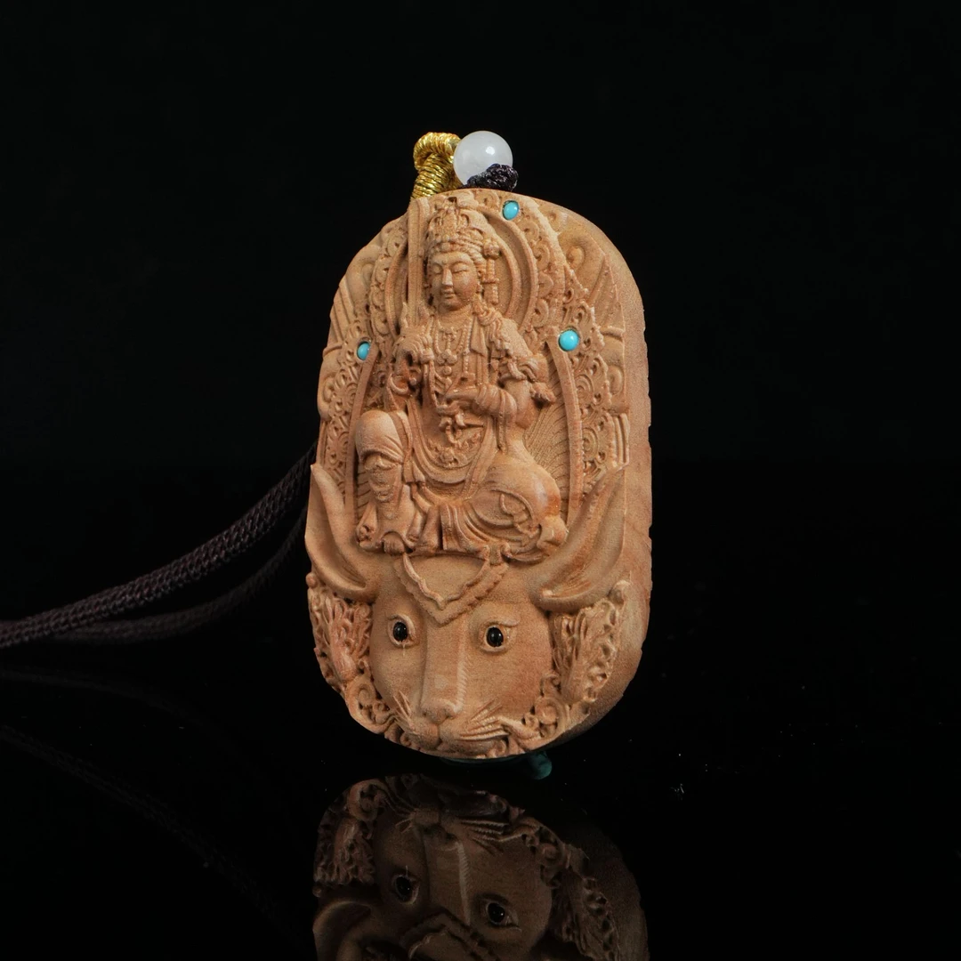 DY-C1408 印度老山檀香文殊菩萨（兔） 5.7x3.7x0.9cm 含13.3g