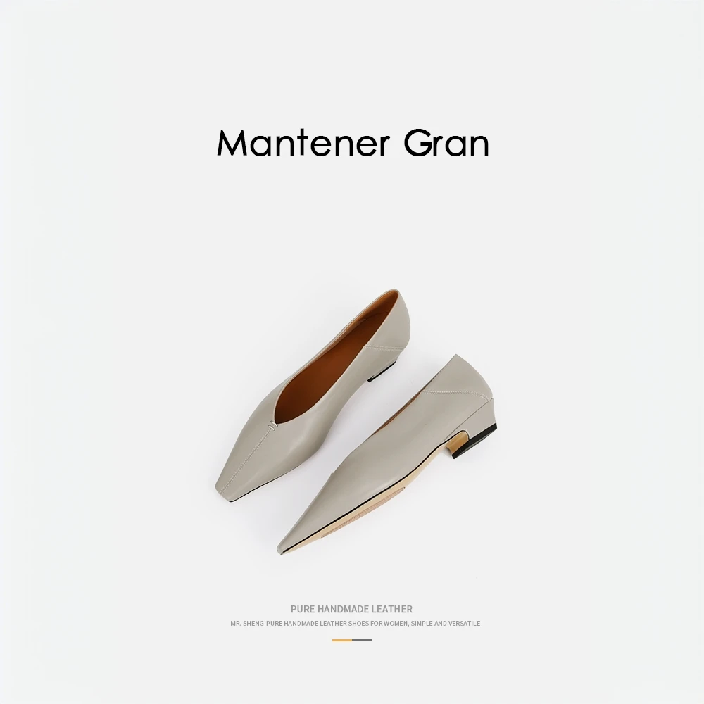 MG·法式尖头单鞋女2025新款开春小跟鞋低跟浅口一脚蹬女鞋